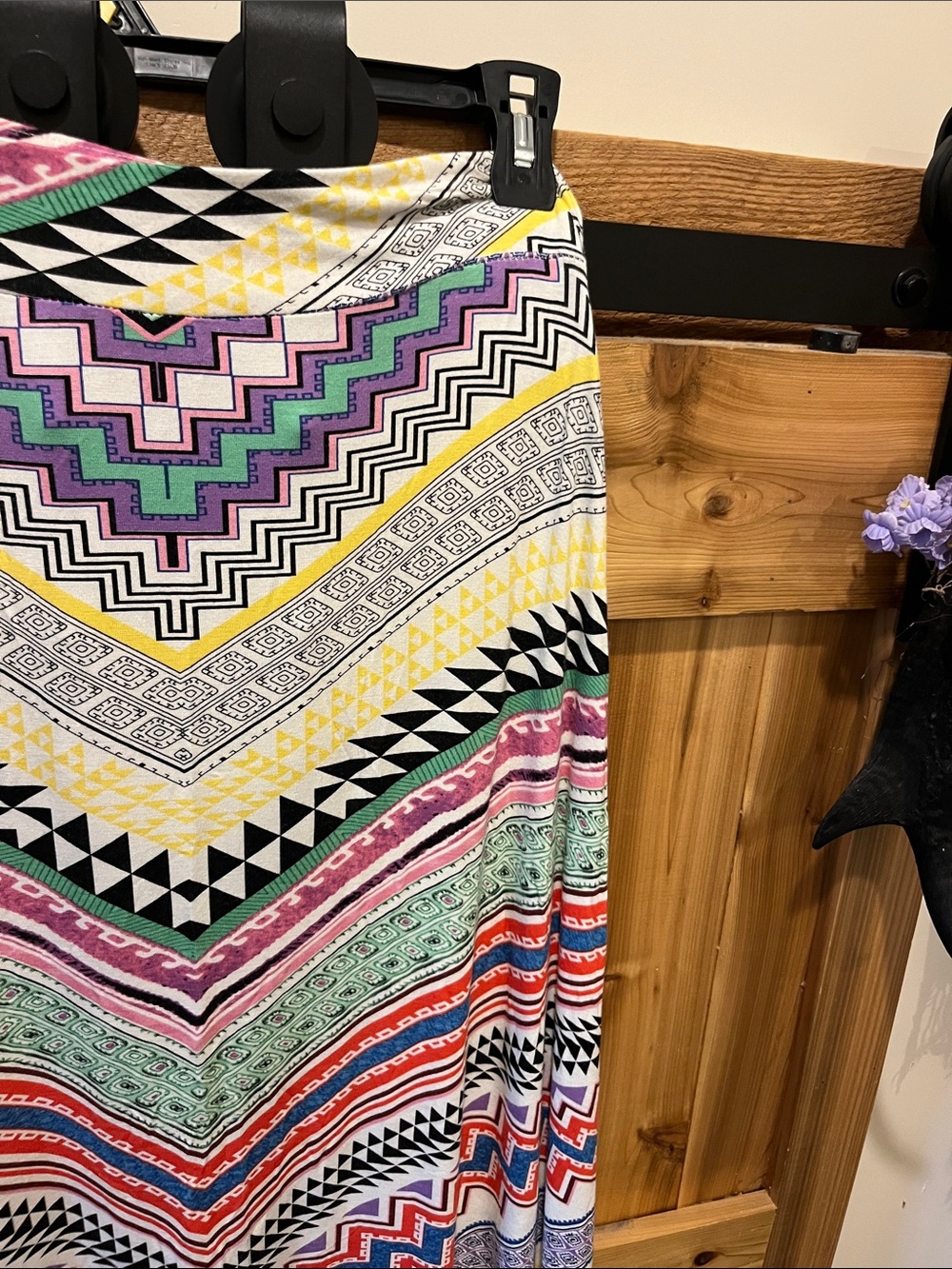 Hannah Chevron Stripe Maxi Skirt in Purple, Yellow, Green, Red, Black & White - Picture 4 of 8